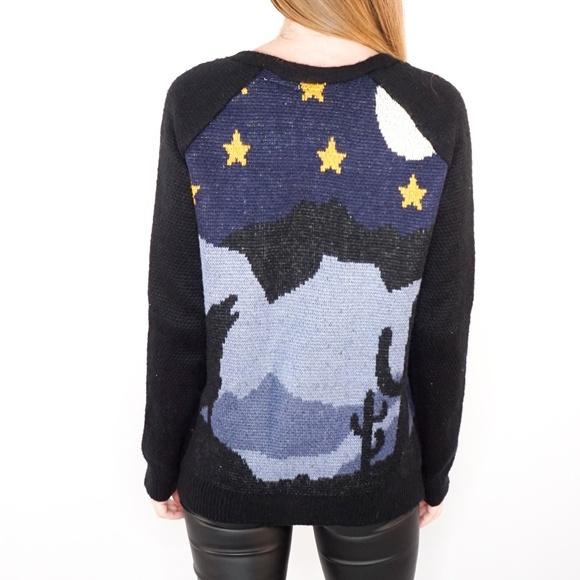 LA : HEARTS Starry Night Blue Knit Botton Sweater - Picture 4 of 8